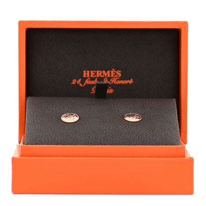 Hermes 18K Rose Gold TPM Ex-Libris Stud Earrings 7 of 7