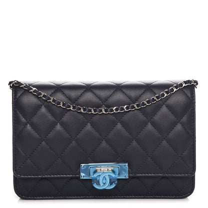 Chanel Lambskin Quilted Golden Class Wallet on Chain WOC Navy 1 of 9