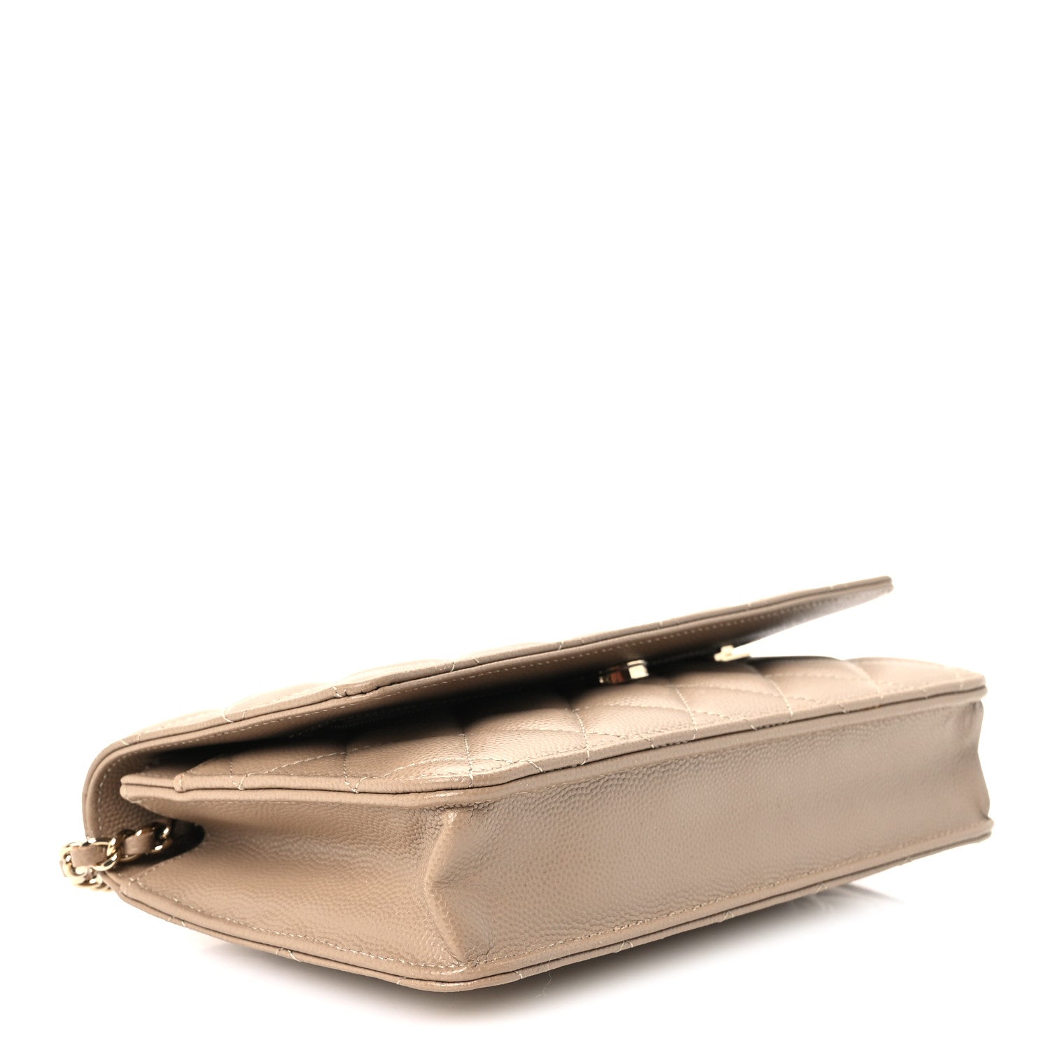 Chanel Metallic Caviar Quilted Wallet On Chain WOC Dark Gold 3 of 10