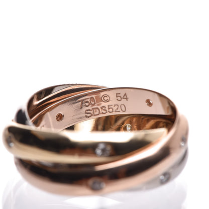 Cartier 18K Pink Yellow White Gold Diamond Trinity Ring 54 6.75 5 of 6