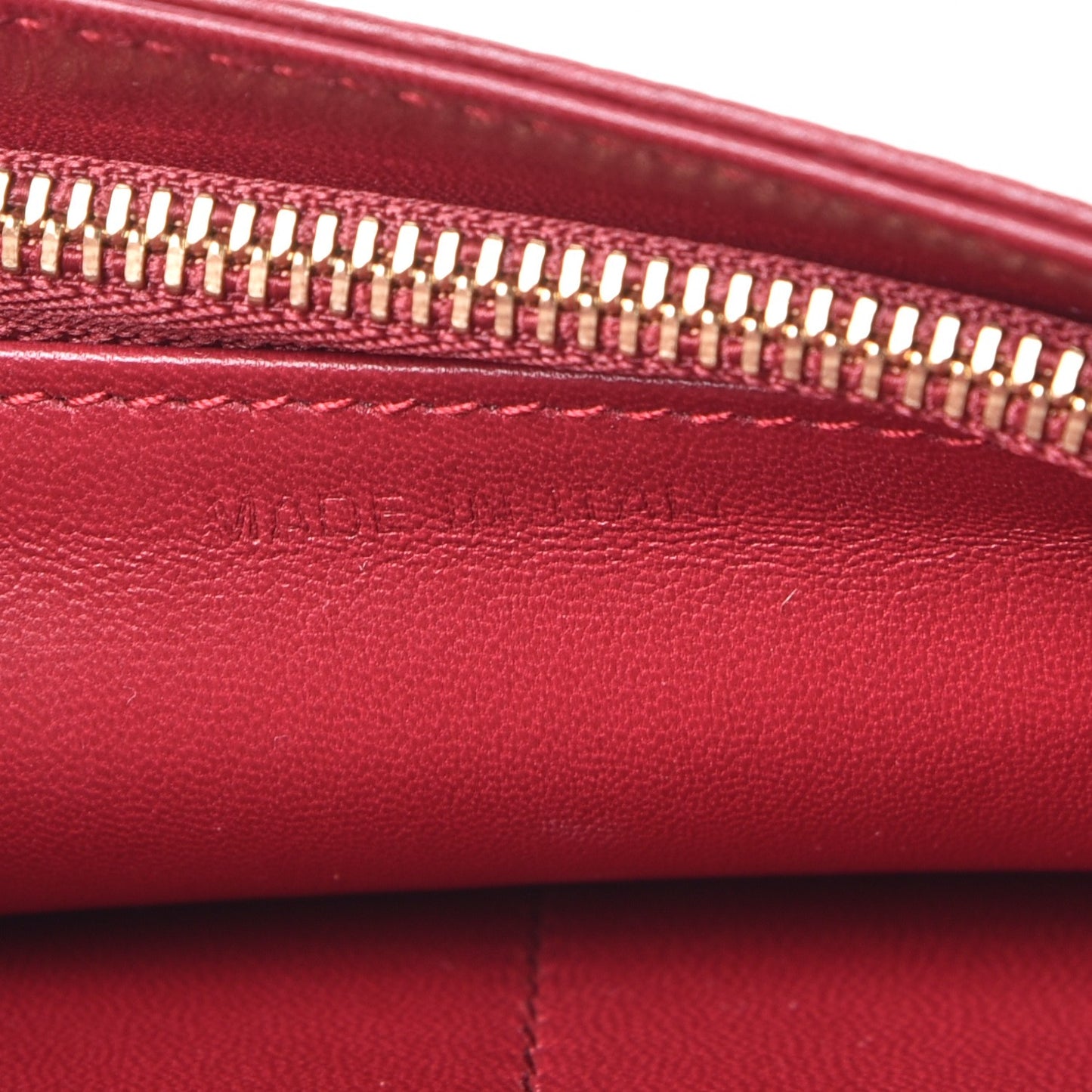 Grained Calfskin Diorama Wallet on Chain Pouch Burgundy