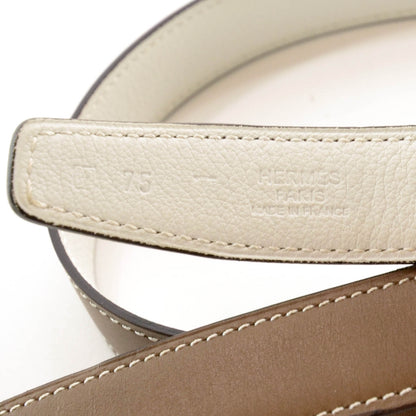 Hermes Swift Thin Reversible Belt Strap Etoupe Blanc 75 4 of 4