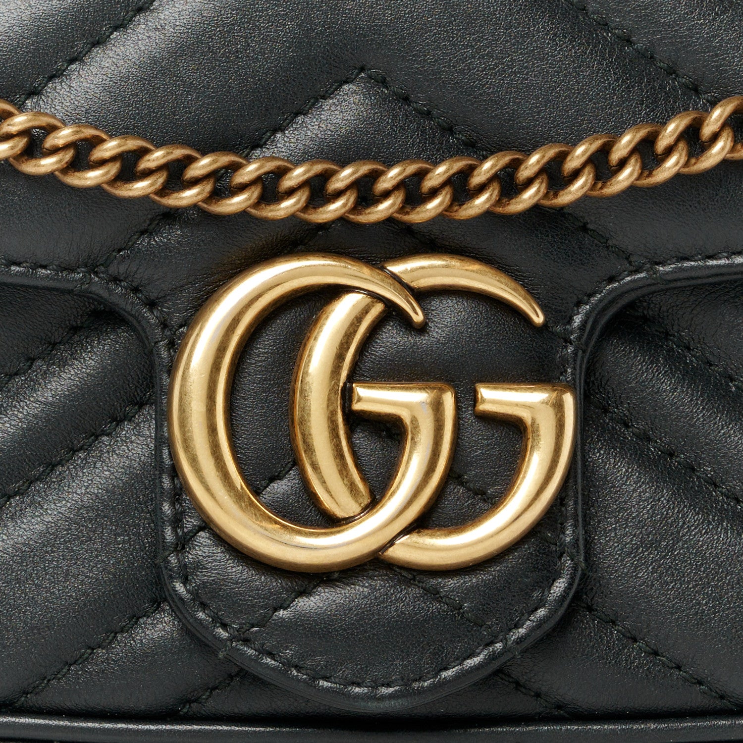 Gucci Calfskin Matelasse Super Mini GG Marmont Shoulder Bag Black 8 of 10