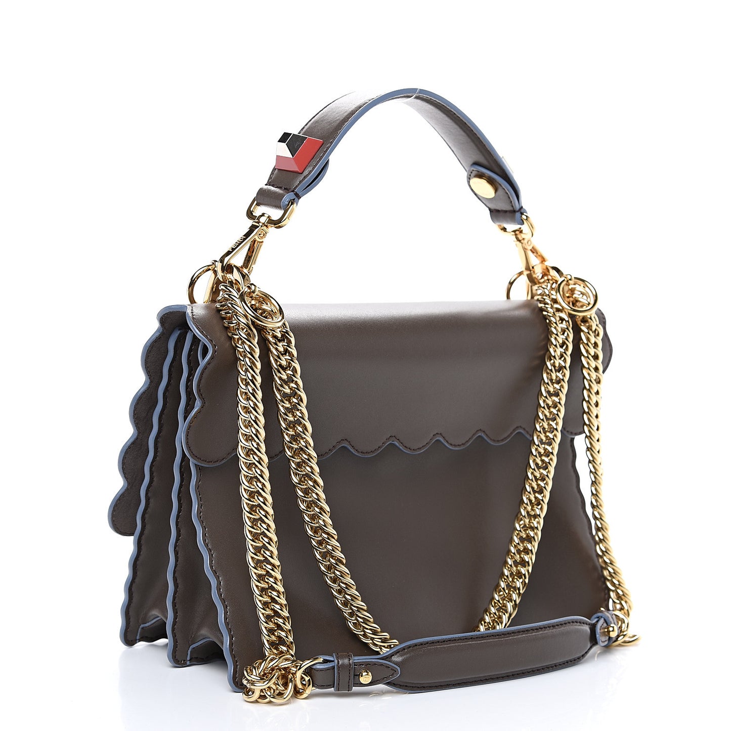 Vitello Liberty Scalloped Studded Kan I Shoulder Bag Carbone