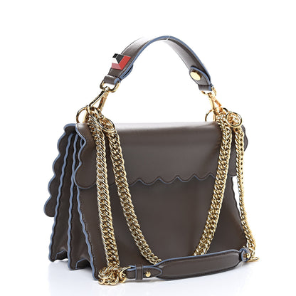 Fendi Vitello Liberty Scalloped Studded Kan I Shoulder Bag Carbone 2 of 8