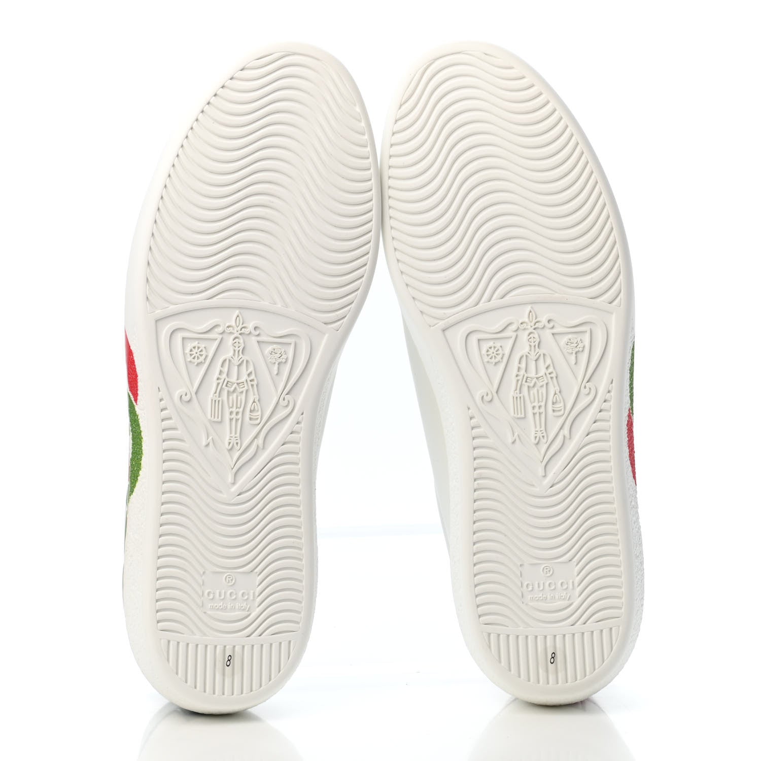 Gucci Calfskin Interlocking G Mens New Ace Sneakers 8 White Red Flame Green 4 of 4