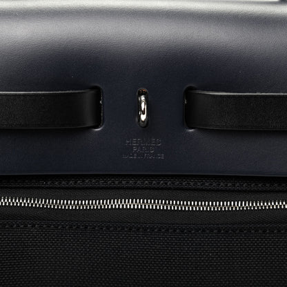 Hermes Military Toile Vache Hunter Herbag Zip Retourne 31 PM Black Bleu Indigo 8 of 10