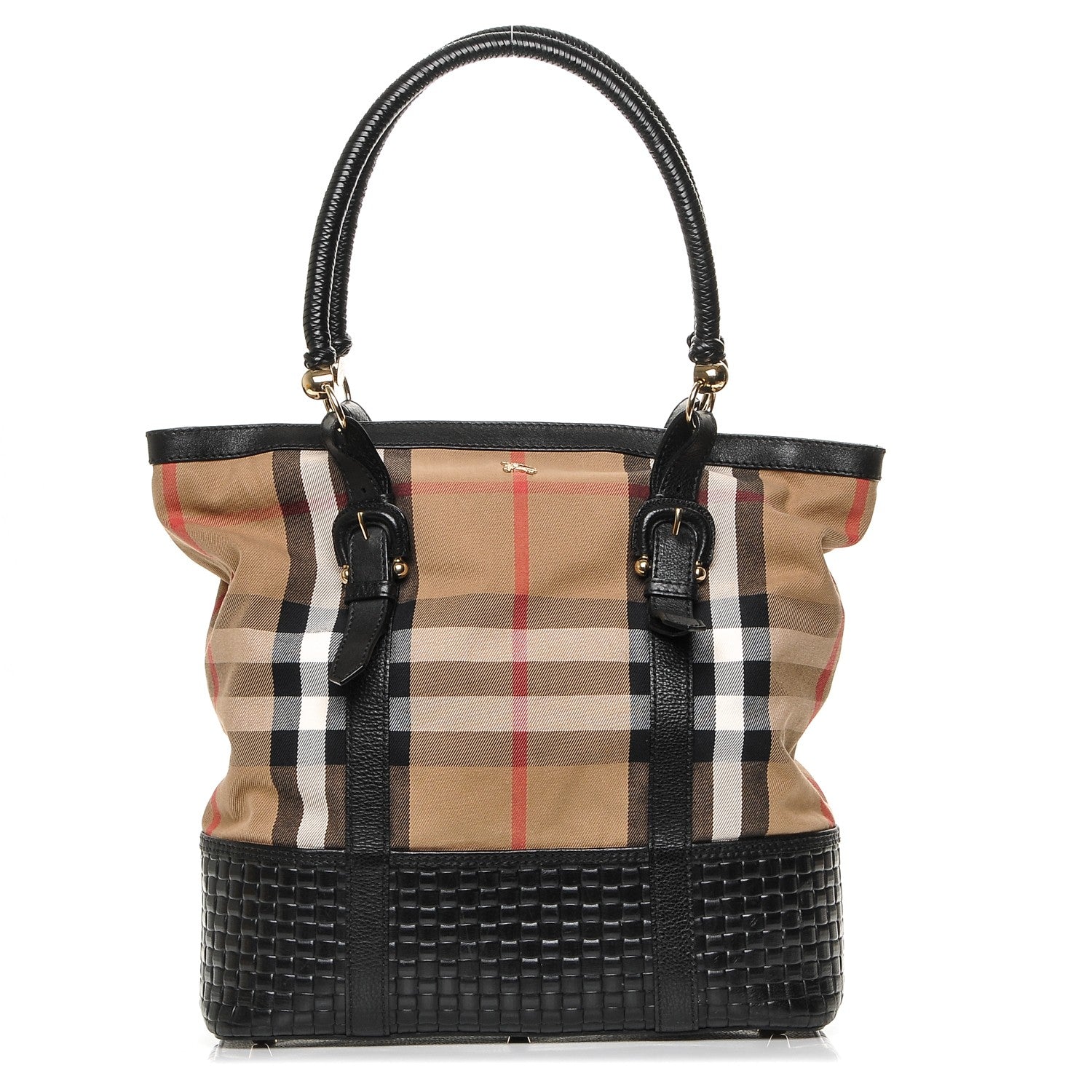 Burberry Canvas House Check Woven Tote Black 1 of 7