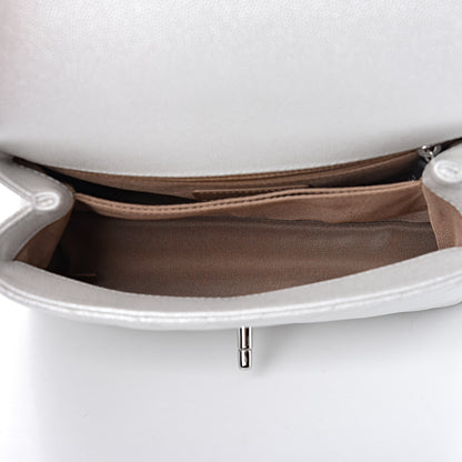 Chanel Iridescent Caviar Chevron Quilted Mini Coco Handle Flap White 5 of 10