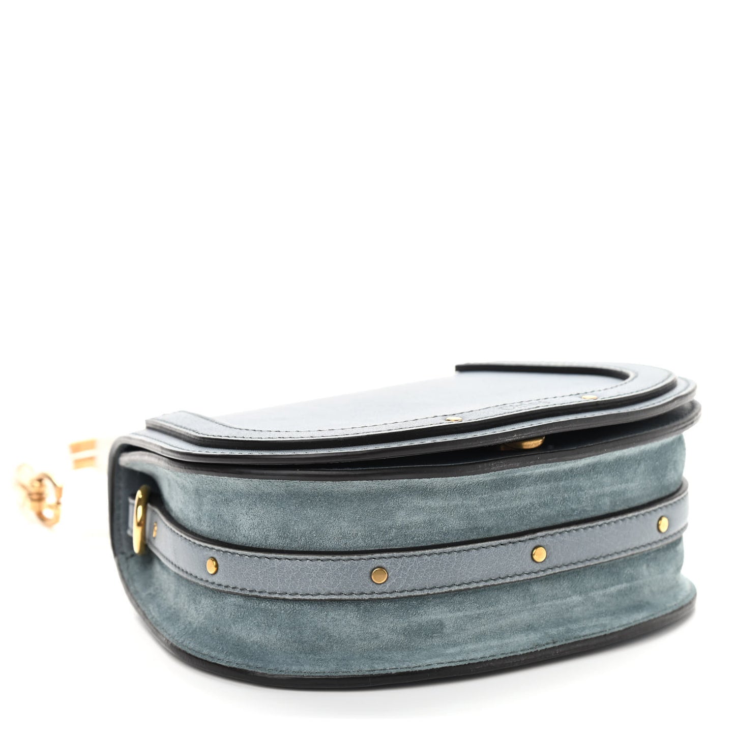 Calfskin Suede Small Nile Bracelet Bag Cloudy Blue