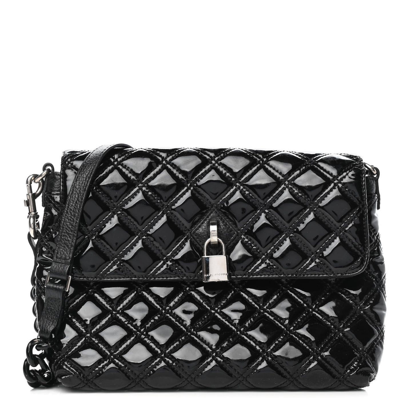 Patent Quilted Single Flap Black