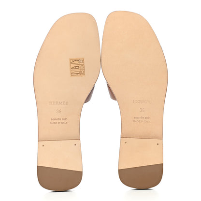 Hermes Box Calfskin Oran Sandals 36 Gold 5 of 8
