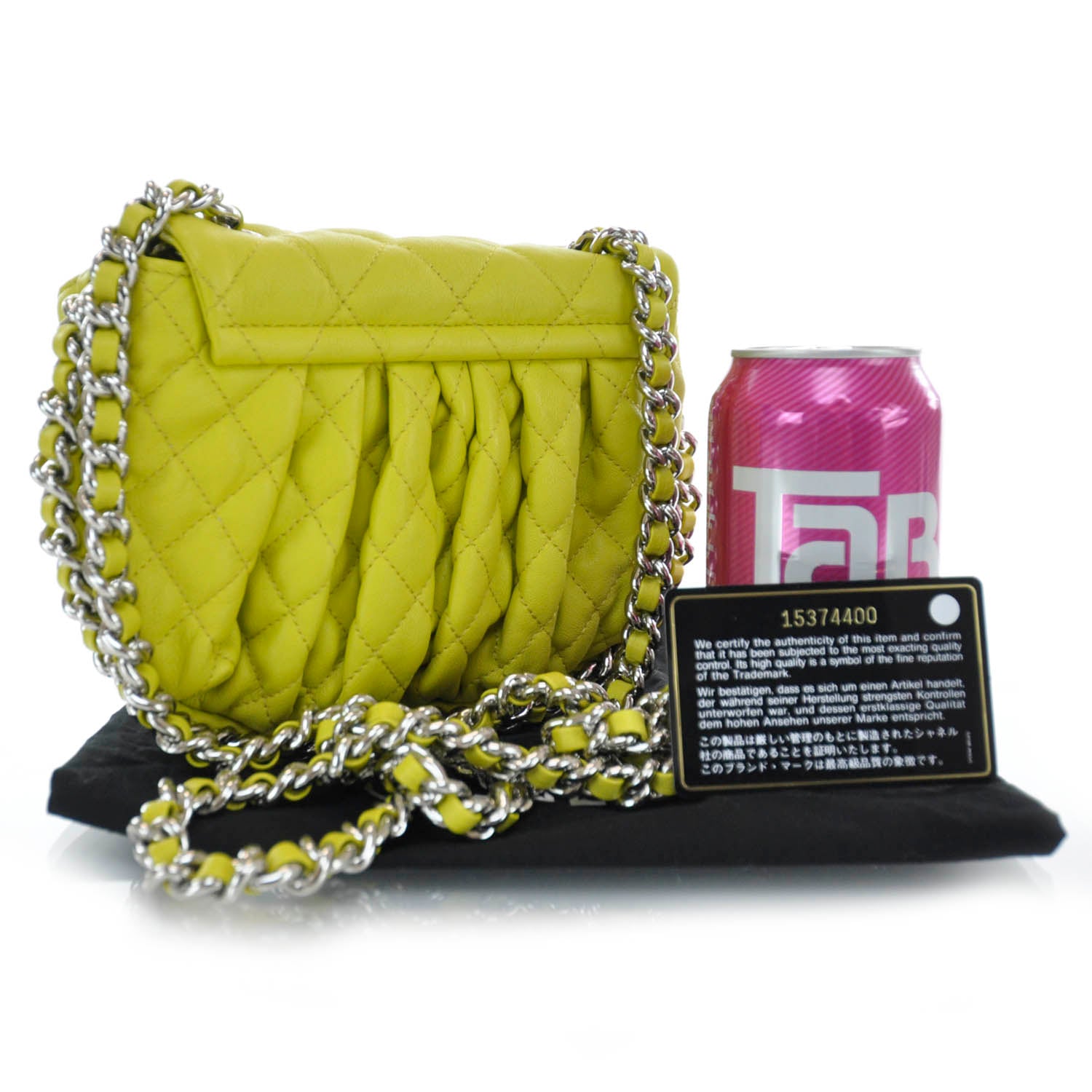 Chanel Washed Lambskin Mini Chain Around Messenger Neon Yellow 12C 3 of 8
