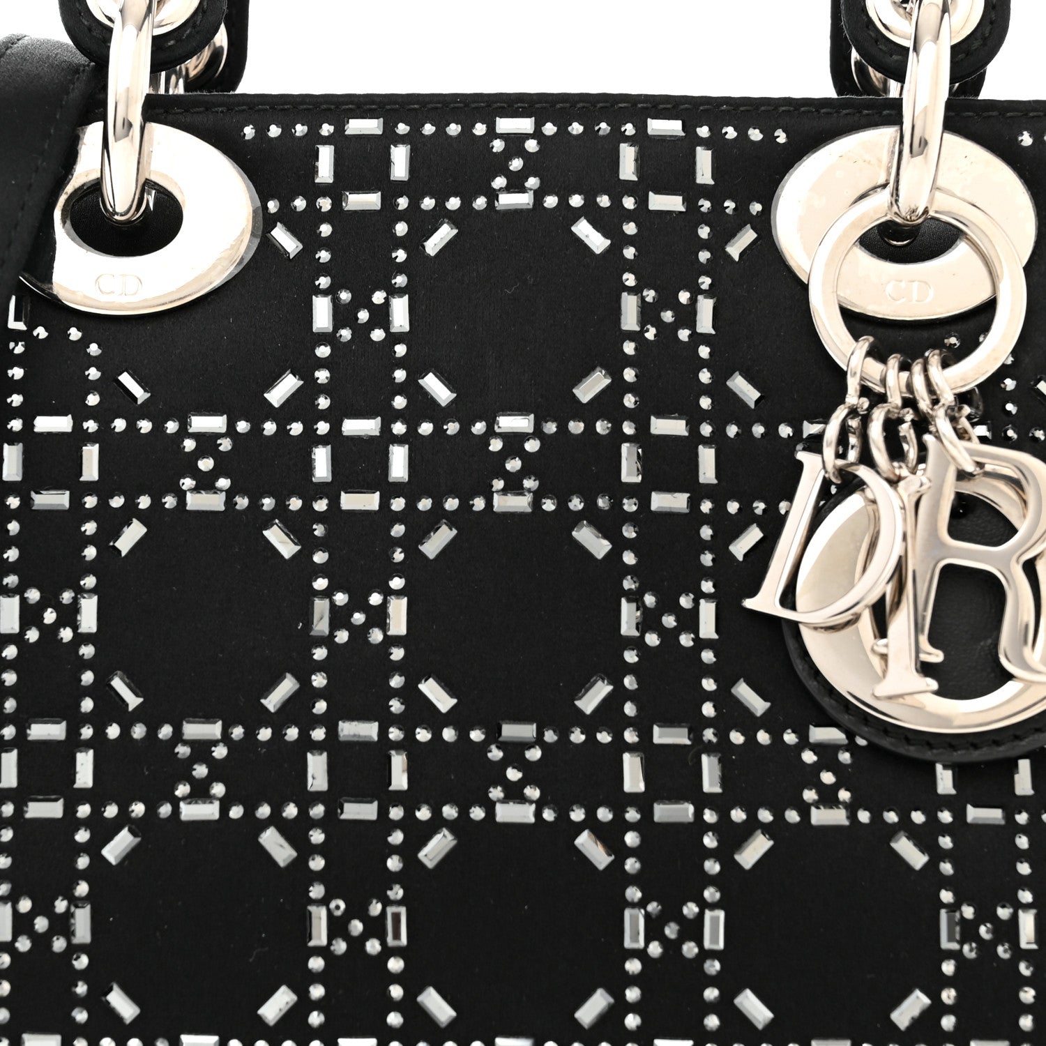 Christian Dior Satin Crystal Cannage Mini Lady Dior Black 7 of 9