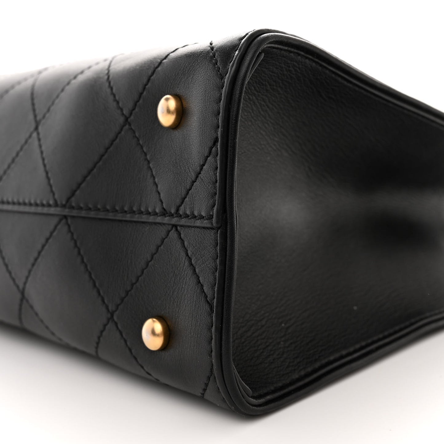 Calfskin Stitched Large Shopping Tote Black