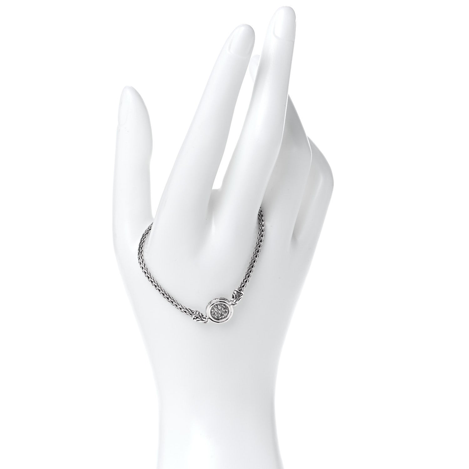 John Hardy Sterling Silver White Sapphire Classic Chain Round Station Bracelet 2 of 7