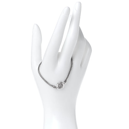 John Hardy Sterling Silver White Sapphire Classic Chain Round Station Bracelet 2 of 7