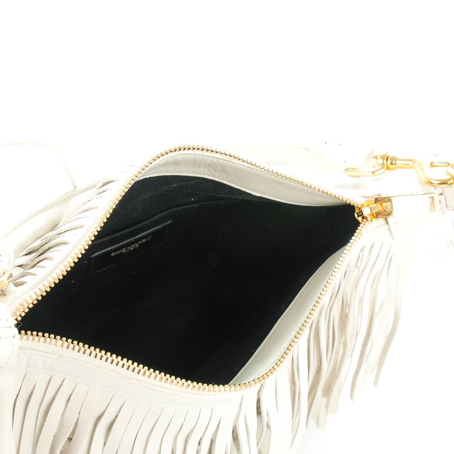 Calfskin Small Emmanuelle Fringe Hobo Bag Porcelain