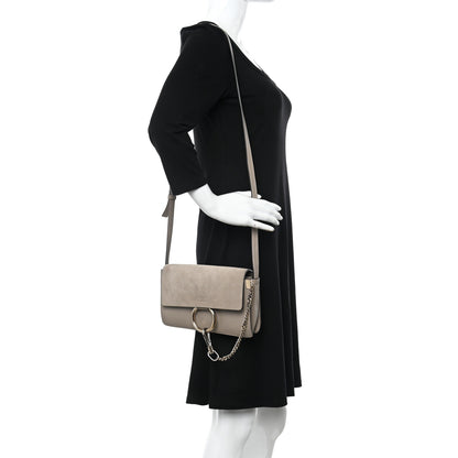 Chloe Suede Calfskin Small Faye Shoulder Bag Motty Grey 2 of 11