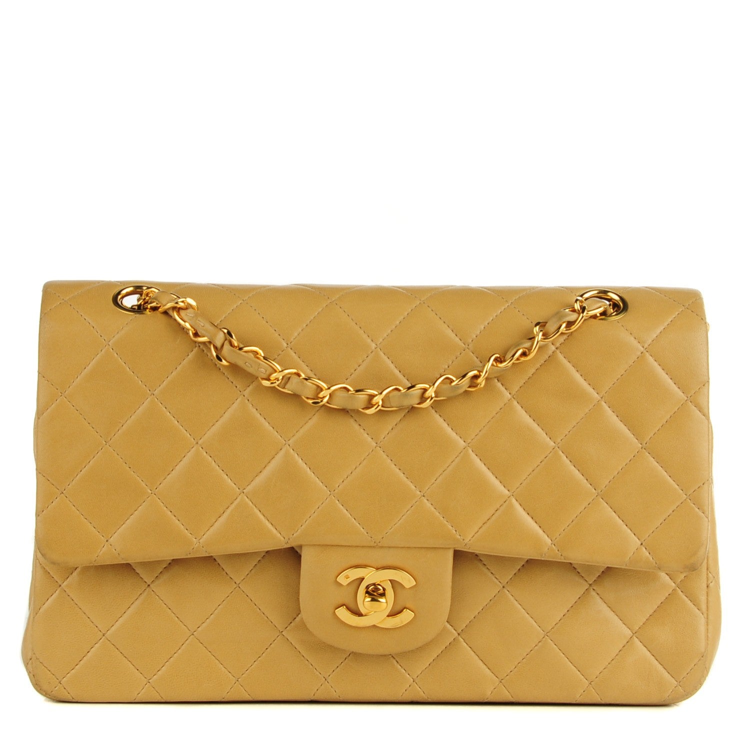 Chanel Lambskin Quilted Medium Double Flap Beige 1 of 8