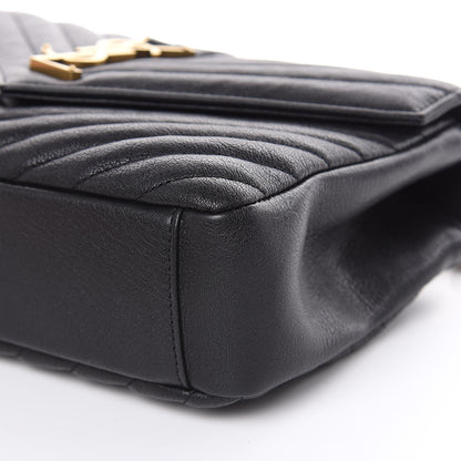 Saint Laurent Sheepskin Matelasse Chevron Monogram Medium College Bag Black 9 of 9