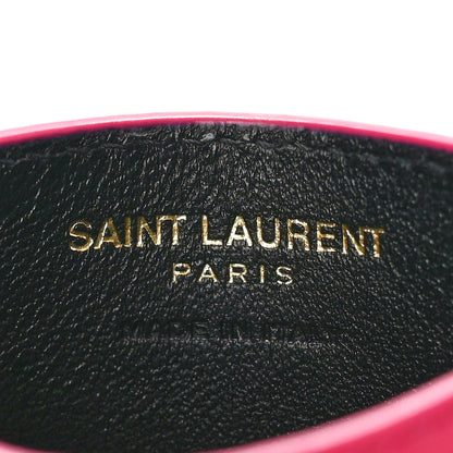 Saint Laurent Grain De Poudre Matelasse Chevron Monogram Credit Card Case Fresh Fuxia 6 of 8