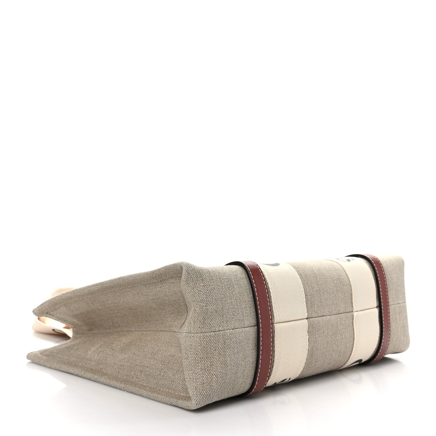 Cotton Calfskin Medium Woody Ribbon Tote White Brown