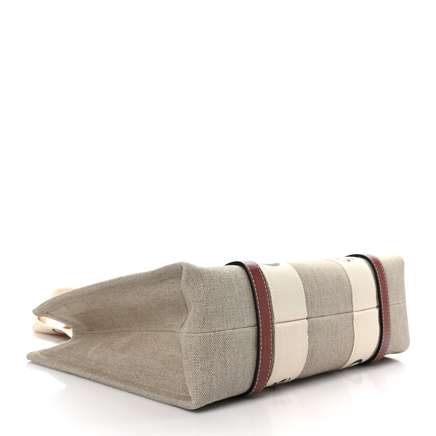 Chloe Cotton Calfskin Medium Woody Ribbon Tote White Brown 4 of 8