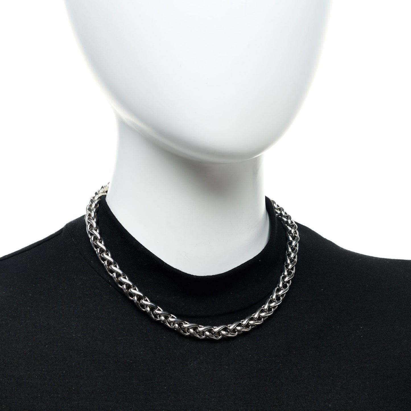 Sterling Silver 14K Yellow Gold 8mm Wheat Chain Necklace