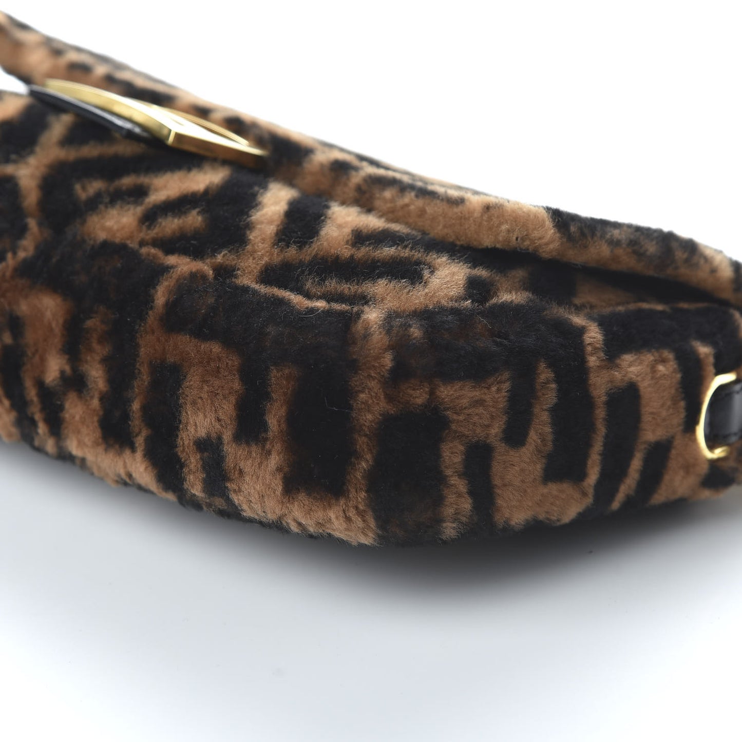Shearling Vitello Dolce Macro FF 1974 Baguette Tobacco Black