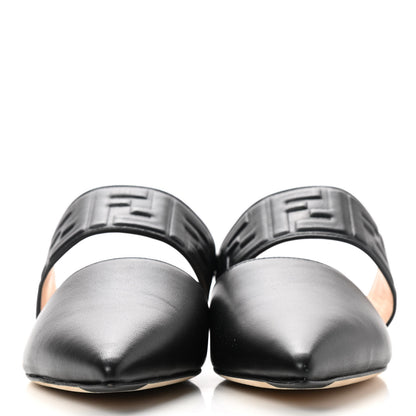 Fendi Nappa FF Embossed Flat Mules 37 Black 2 of 9