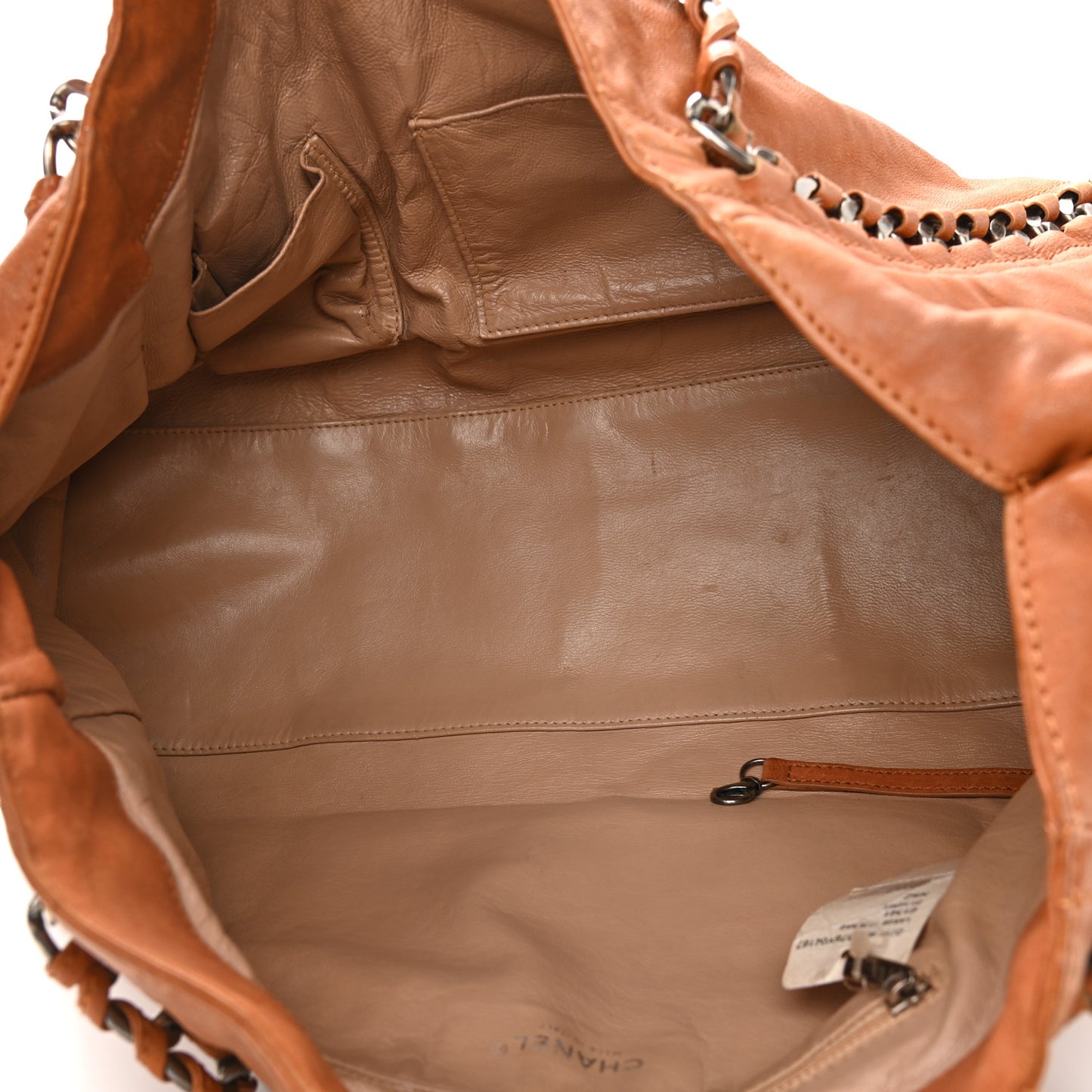 Calfskin Large East West Modern Chain Tote Dark Beige