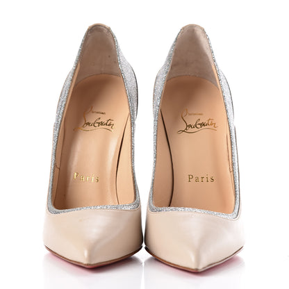 Christian Louboutin Nappa Glitter Mini Jazz Calf Tucsy 120 Pumps 36 Nude Silver 2 of 12