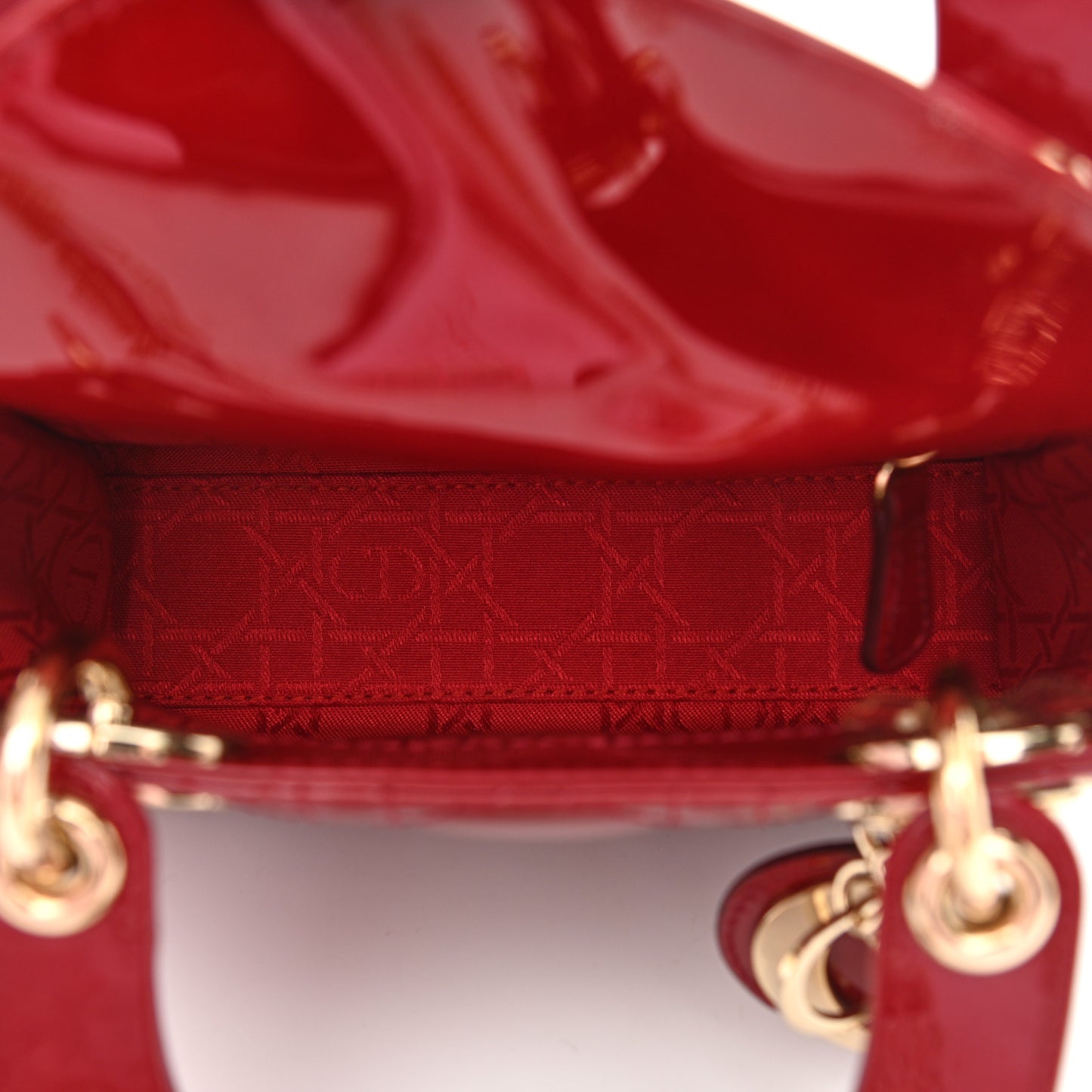 Patent Cannage Mini Lady Dior Red