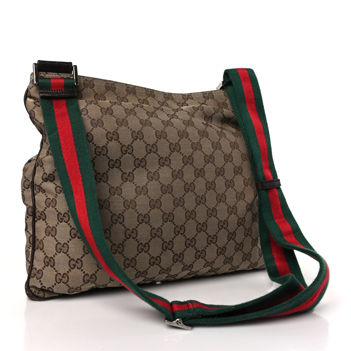 Monogram Web Medium Double Pocket Messenger Bag Dark Brown