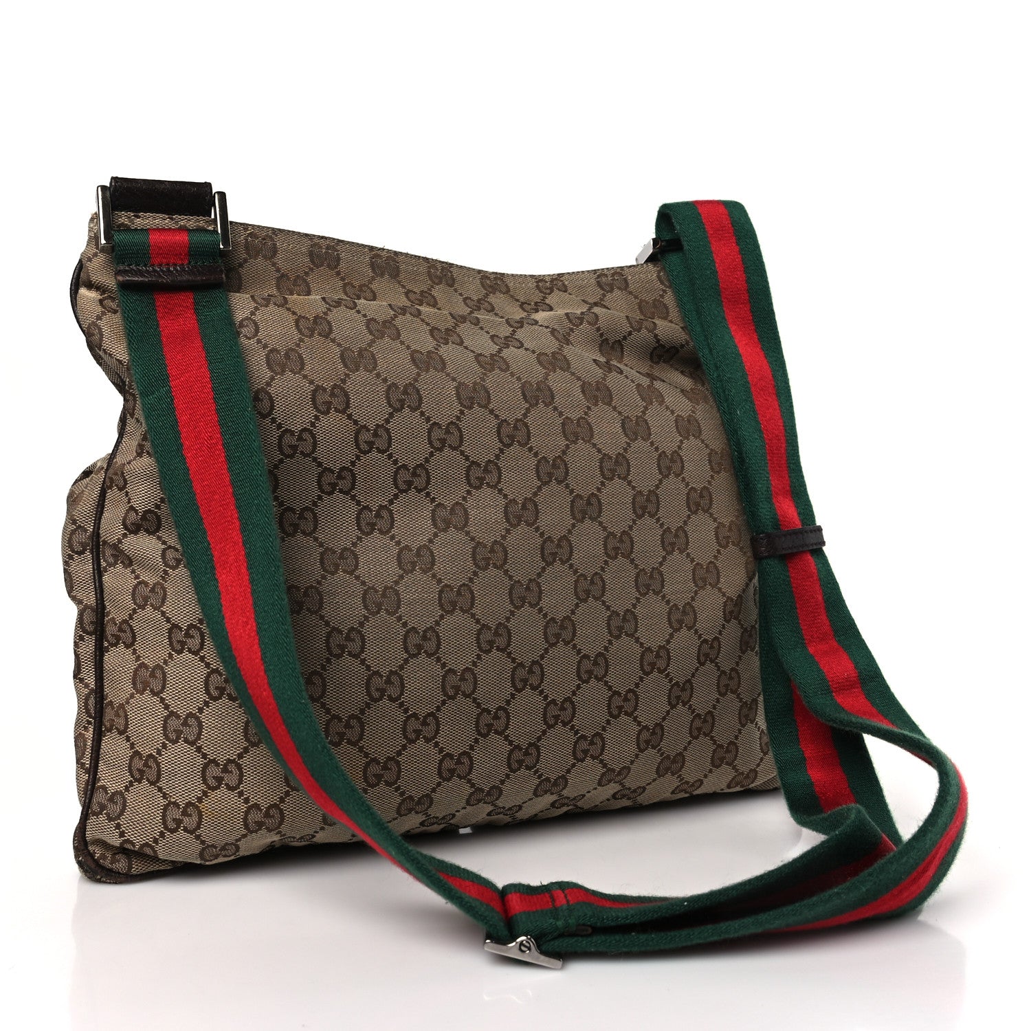 Gucci Monogram Web Medium Double Pocket Messenger Bag Dark Brown 3 of 9