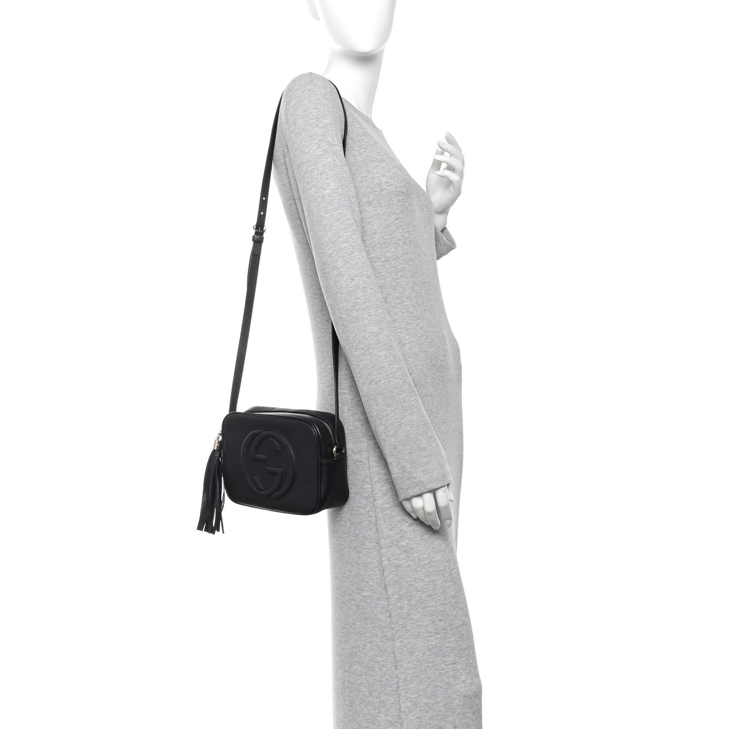 Pebbled Calfskin Small Soho Disco Bag Black