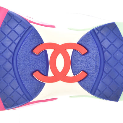 Chanel Suede Calfskin CC Sneakers 40.5 White Pink Green 6 of 9
