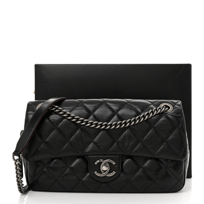 Chanel Glazed Calfskin Quilted Medium Duo Color Flap Black 12 of 12