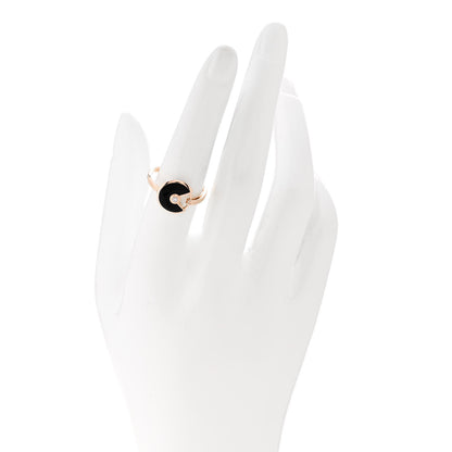 Cartier 18K Pink Gold Diamond Black Onyx Amulette de Cartier Ring 54 6.75 2 of 6