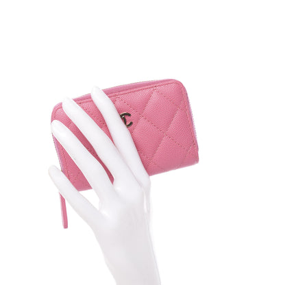 Chanel Caviar Quilted Zip Coin Purse Pink 2 of 8