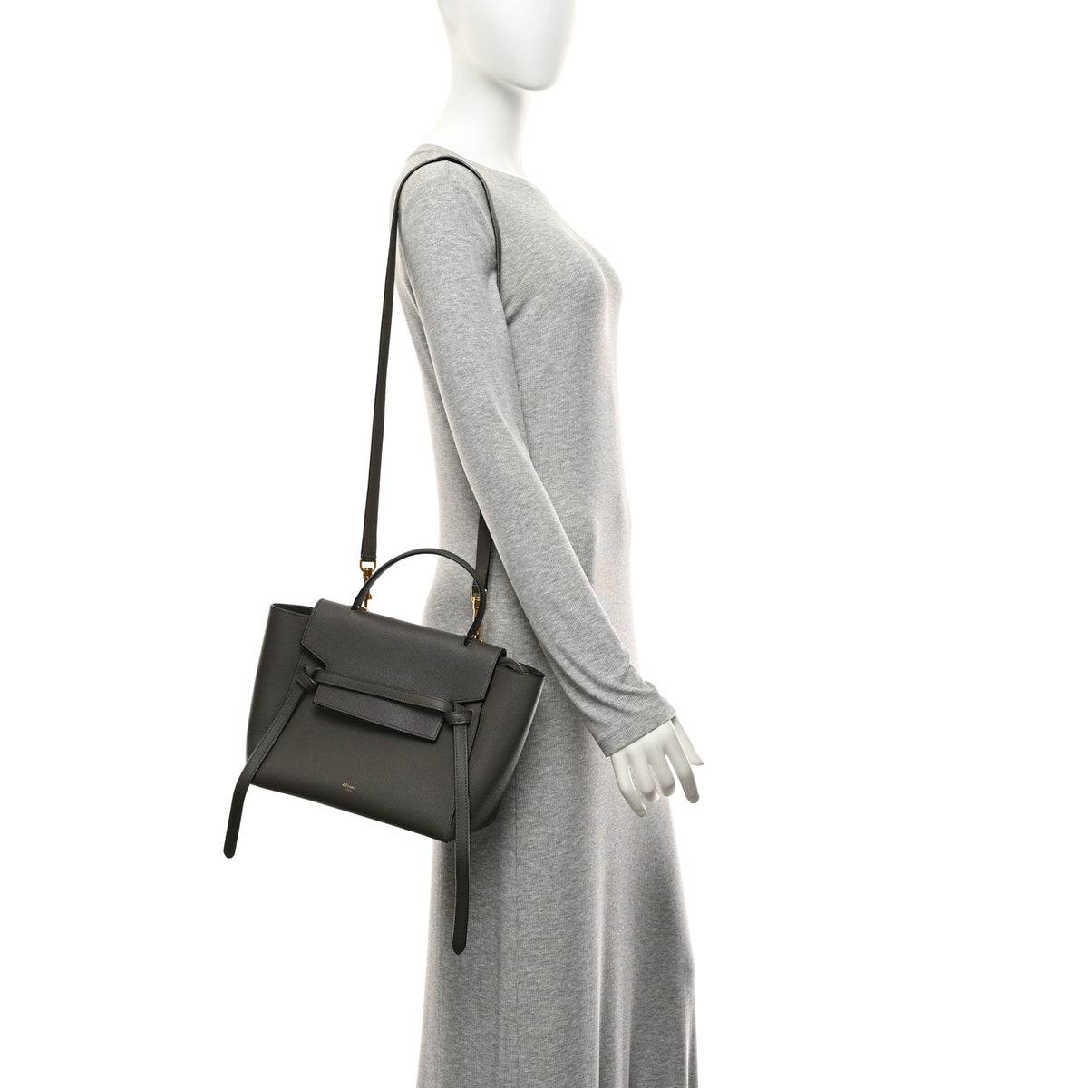 Grained Calfskin Micro Belt Bag Grey