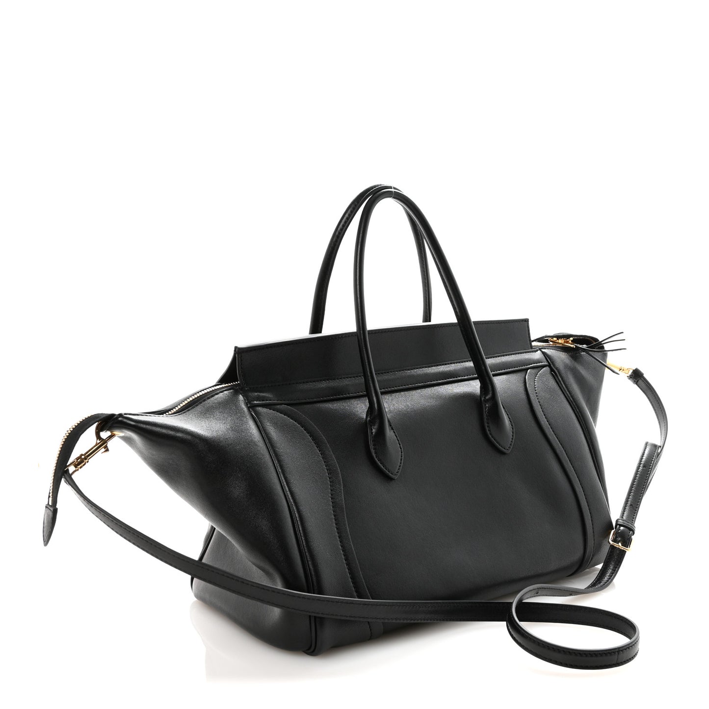 Supple Shiny Lambskin Luggage Black