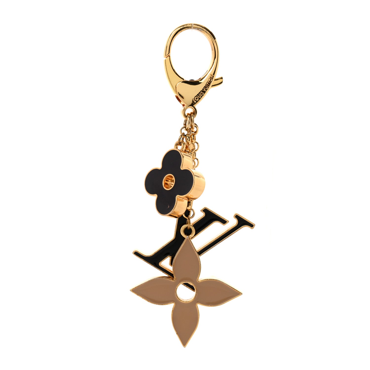 Louis Vuitton Metal Enamel Fleur De Monogram Bag Charm Dore 1 of 5