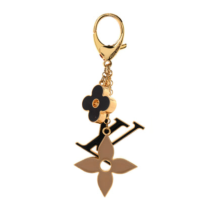 Louis Vuitton Metal Enamel Fleur De Monogram Bag Charm Dore 1 of 5