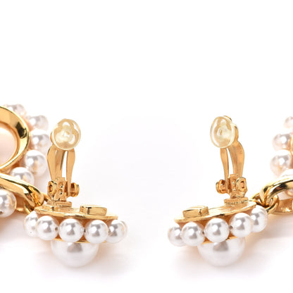 Chanel Pearl Heart CC Drop Earrings Gold 3 of 5