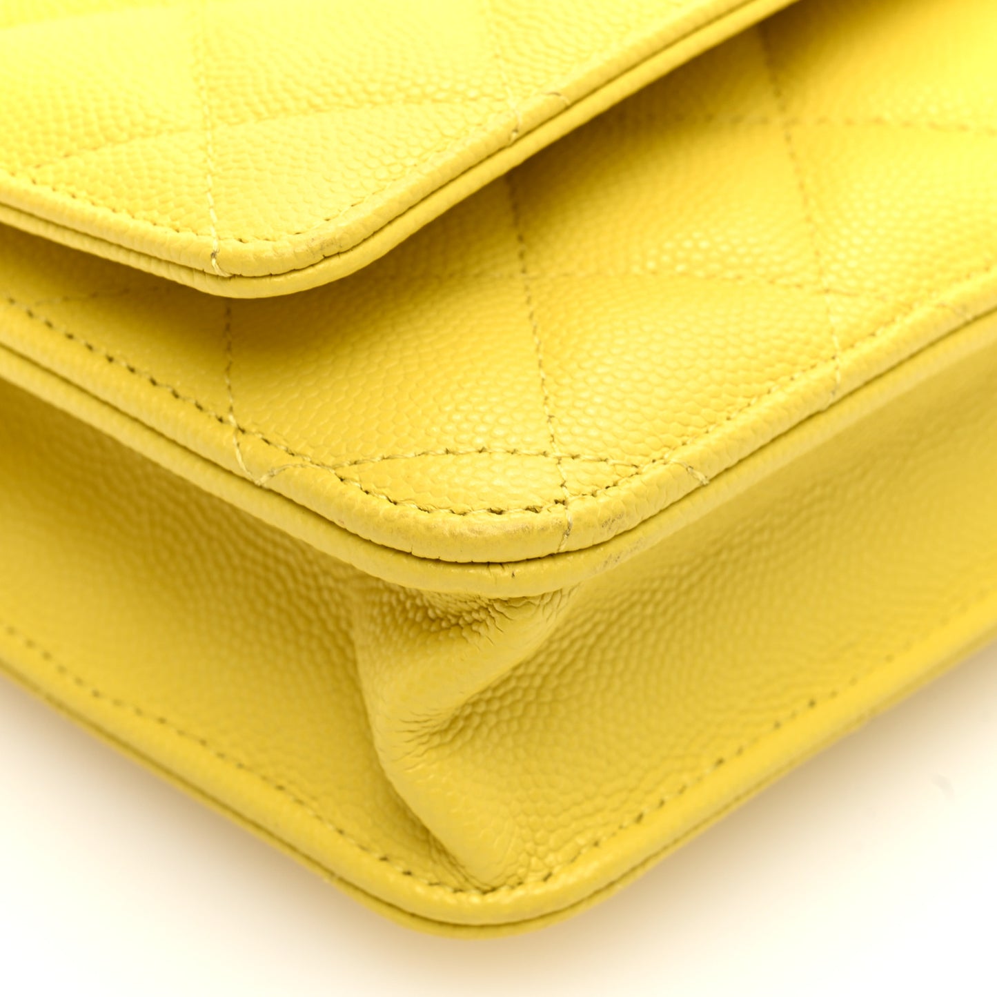 Caviar Quilted Wallet on Chain WOC Yellow