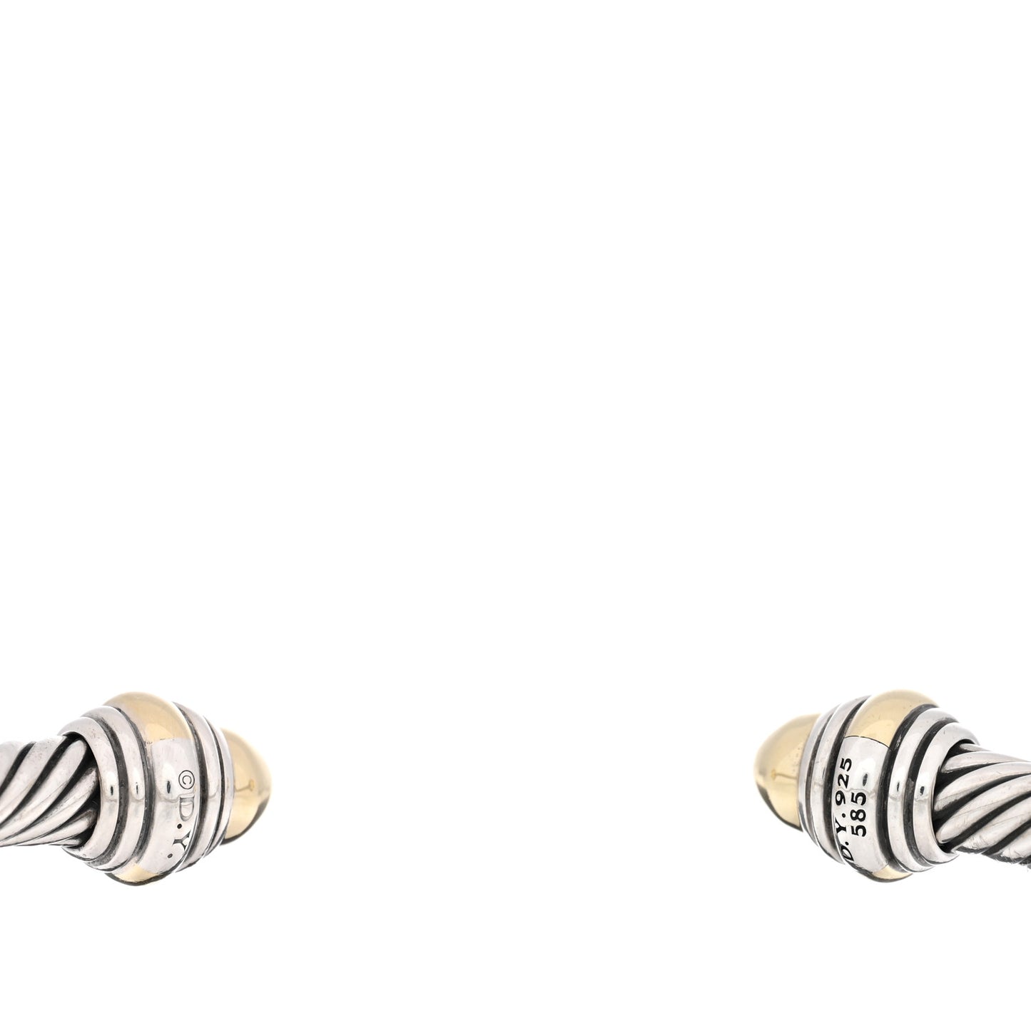 Sterling Silver 14K Yellow Gold 5mm Cable Classics Dome Bracelet