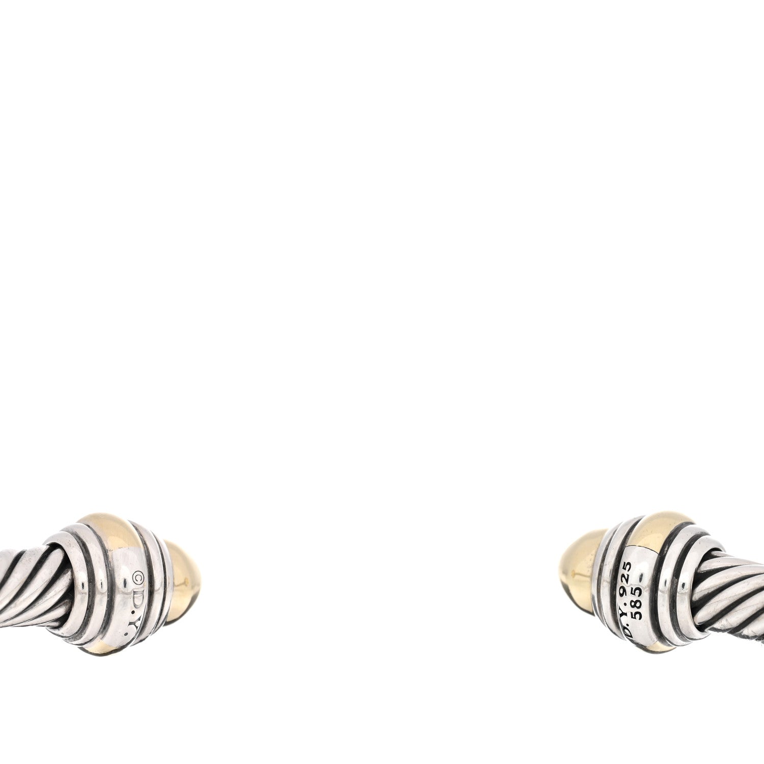 David Yurman Sterling Silver 14K Yellow Gold 5mm Cable Classics Dome Bracelet 3 of 4