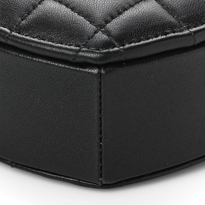 Chanel Lambskin Quilted CC In Love Heart Clutch With Chain Black 9 of 10